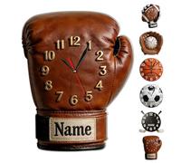 HCLRIU Horloge Murale Boxe Personnalisée avec Nom, Décoration Boxe Personnalisée pour Chambre à Coucher, Cadeau pour Athlète, Petit Ami, Père, Entraîneur, Anniversaire, Remise de Diplôme