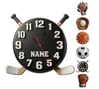 HCLRIU Horloge Murale Hockey Personnalisée avec Nom, Décoration Hockey Personnalisée pour Chambre à Coucher, Cadeau pour Athlète, Petit Ami, Père, Entraîneur, Anniversaire, Remise de Diplôme