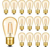 Hcnew Ampoule E27 LED ST45 S14 Blanc Chaud 2200K 1W équivalent à 10 Watt Ampoule LED Filament Vintage Edison Ampoule chaîne lumineuse verre ambre 220V-240V, Non Dimmable, lot de 15