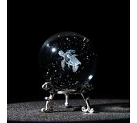 HDCRYSTALGIFTS Boule décorative en cristal 3D avec support en métal - Motif tortue de mer - 60 mm - Pour décoration d'intérieur (maman et bébé)