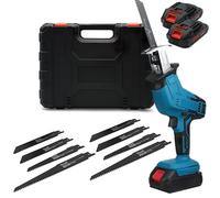 HDeye Scie sabre puissante Scie sauteuse sans fil 650W 21V 3000mAh + 8 lames, 2700 tr/min, pour le jardin et la maison, boîte à outils fine, bleu