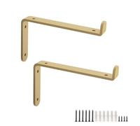HDEYRSX 2x Equerre Etagere Murale,Supports D'étagère Flottants,Supports Muraux en Acier de 4mm d'Épaisseur pour Charge Lourde avec Rebords,pour Salon Chambre Bibliothèque,Avec Vis,Or (100mm)