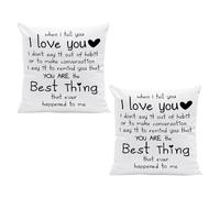 HDGSAFD Lot de 2 housses de coussin « I Love You » - Blanches - Accessoire de décoration pour la Saint-Valentin, canapé, lit, décoration d'intérieur