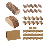 HDGSAFD Lot de 20 Porte-Cartes de Visite en Bois et Papier Kraft - Porte-Notes en Placage pour Siège de Mariage