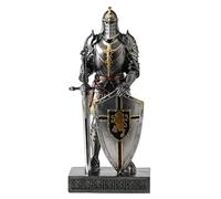 HDMbigmi Chevalier de la garde du roi avec bouclier - Accessoire de bureau - Statue de chevalier médiéval - Presse-papier pour bureau et maison - Collection Top - Cadeau - 32 cm (fer)