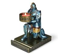 HDMbigmi King's Guard Bougeoir chevalier agenouillé en résine pour téléphone portable et stylo pour restaurant, autel, table de maison (bleu)