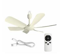 HDOYTXXM Silents Ventilateur Suspendu alimenté par USB avec télécommande réglable à 6 Vitesses, Fonction de minuterie pour Petit Espace, Ventilateur Silencieux à Courant continu avec Horloge