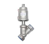 HDPHCRIUN DN32 Valve de siège pneumatique en acier inoxydable, 16 bar, normalement fermée, entraînement pneumatique, valves inclinées pour vapeur, gaz, huile (action simple ouverte)