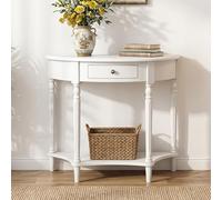 HDZNDH Table Console Meuble Demi-Lune, Console Entree en Bois Massif avec Tiroir De Rangement, Table Canapé Semi-Circulaire pour Couloir, Hall Et Entrée, Décorative Étroite Salon