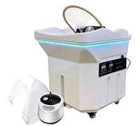 Head Spa Japonais, Bac à Shampoing Mobile Sans Raccordement, Équipement de Spa pour la Tête avec Réservoir d'Eau 60L, Fonction de Fumigation et Luminothérapie, pour Salon de Coiffure et Domicile