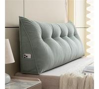Headboard Wedge Pillow Dorm Bed Bolster Corduroy Backrest with Side Pocket | Triangular Headboard Pillow,Essentials Back Support For Reading For Dorm Home Bed Sofa(Green,24x8x20in)