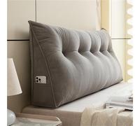 Headboard Wedge Pillow Dorm Bed Bolster Corduroy Backrest with Side Pocket | Triangular Headboard Pillow,Essentials Back Support For Reading For Dorm Home Bed Sofa(Gray,60x8x20in)