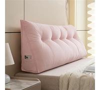Headboard Wedge Pillow Dorm Bed Bolster Corduroy Backrest with Side Pocket | Triangular Headboard Pillow,Essentials Back Support For Reading For Dorm Home Bed Sofa(Pink,24x8x20in)