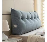Headboard Wedge Pillow Dorm Bed Bolster Corduroy Backrest with Side Pocket | Triangular Headboard Pillow,Essentials Back Support For Reading For Dorm Home Bed Sofa(Blue,80x8x20in)
