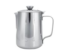 Headerbs Tasse à café en Acier Inoxydable, Pichet à Lait Moussant avec Couvercle Verseur à Lait avec Couvercle pour Crémier Pichet Latte Coffee Art Bar Home (600ml)