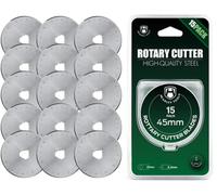 Headley Tools Lame De 45mm Cutter Rotatif Couture (Lot De 15) Compatible Avec Olfa,Fiskars,Turecut Cutter Rotatif, Accessoires De Couture,Règle De Quilting,Accessoires De Quilting
