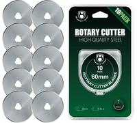 Headley Tools Lame De 60mm Cutter Rotatif Couture (Lot De 10) Compatible Avec Olfa,Fiskars,Turecut Cutter Rotatif, Accessoires De Couture,Règle De Quilting,Accessoires De Quilting