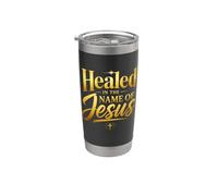 Healed in The Name of Jesus - Christian Faith Proclamation Gobelet isotherme en acier inoxydable double paroi