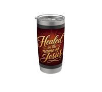 Healed in The Name of Jesus - Christian Faith Proclamation Gobelet isotherme en acier inoxydable double paroi