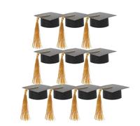 HEALEEP 12 Pièces Bouchons à Vin Décoratifs de Toque de Remise de Diplôme Noire avec Pompon, Accessoires de Costume pour Fête de Fin D’études à Domicile, Décoration Originale pour