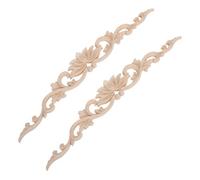 HEALEEP 2 Pièces Applique Décorative en Bois Fleur de Lotus, Beige, Non Peinte, pour Portes D’Armoire et Mur, Décor Cuisine ’Angle, Style Raffiné et Amulette