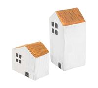 HEALEEP 2 Pièces Ornement Artisanal Maison en Pin Blanc, Décoration Intérieure Simple et Créative, Petit Modèle Maison pour Bureau ou Chambre D'garçon et Filles, Finition Soignée