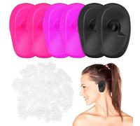 HEALEEP 206pcs Protège-oreilles Étanches en Silicone et Plastique, Bonnets de Pratiques D’oreille pour Salons de Coiffure et Usage Personnel