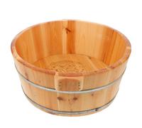HEALEEP Bain de Pieds en Bois Massif Marron Design Profond pour Couverture Complète et Rangement Pratique, pour Spa Pied à Domicile et Voyage