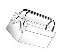 HEALEEP Boîte à Outils Fin et Design Pliable Double Couche Rangement Pratique en Acier Inoxydable Argentée Valise à Outils Portative pour Usage Domestique et Extérieur