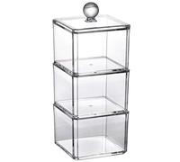 HEALEEP Boîte Carrée de Rangement en Acrylique avec Couvercle, Facile à Ouvrir et Fermer, pour Cotons Démaquillants et Œufs de Maquillage, pour Coiffeuse et Salle de Bain