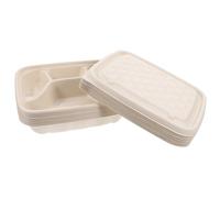 HEALEEP Boîtes Repas en Papier Kraft Design Compartimenté Élégant Lot de 10 800ml avec avec 4 Compartiments et Adapté pour Plats à Emporter et Repas à Domicile Plats à Emporter Repas à