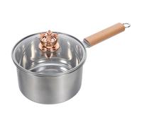 HEALEEP Casserole à Lait en Acier Inoxydable avec Couvercle en Verre et Poignée en Bois, Cuiseur Vapeur Portable Multifonction Cuisine et Voyage en Appartement