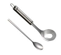 HEALEEP Cuillère à Boulettes Inox pour Presse à Boudins Modèle Longue Poignée et Cuillère Incluse Antiadhésive pour Bœuf Poulet et Cuisine Asiatique