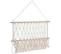 HEALEEP Étagère de Rangement Murale Tressée en Coton Beige Support en Bois, Design Simple et Élégant pour Organiser Livres et Magazines la Chambre D'garçon et Filles