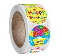 HEALEEP Étiquettes Autocollantes Rondes Faciles à Décoller et Adhérence Forte pour Fête Anniversaire, 500 Pièces sur Rouleau, Autocollants Créatifs en Papier Couché