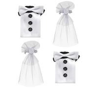 HEALEEP Housses de Bouteilles de Vin pour Mariage Lot 2 Paires, Accessoires Décoratifs Robe Mariée et Costume Homme, pour Présents Invités et Table
