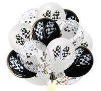 HEALEEP Lot de 15 Ballons en Latex Noir et Blanc Paillettes et Confettis, Décor Élégant et Polyvalent pour Fête ou Remise de Diplômes