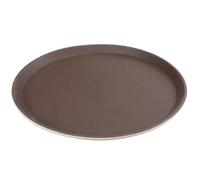 HEALEEP Plateau de Service Rond Antidérapant, Plateau à Thé en Marron, pour Hôtel et Rangement D’objets