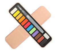 Healeved 1 Boîte Coffret D'aquarelles Solides pour Débutants, 12 Couleurs | Mélange des Teintes, Carte Incluse, Plastique, Éponge et Fer, pour Création et Peinture