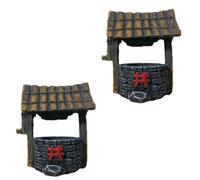 Healeved 2 Pièces Statue de Puits Ancien Miniature en Résine | Décor Vintage Simple et Généreux, pour Maison de Poupée, Intérieur et Extérieur, Anti Casse, Anti Décoloration