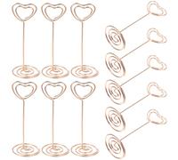 Healeved 24 Clips Porte-Cartes en Métal Forme Cœur Or 8,5 Cm pour Décoration de Table Mariage Fête 24 Pièces Support Photo et Note Élégant Base Spirale