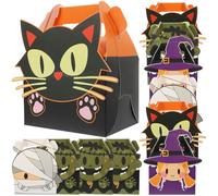 Healeved 24 Pièces Boîte D'halloween en Carton Blanc Légère et Compacte, Coffret Présent Multifonction pour Emballage de Bonbons et Biscuits Lors des Célébrations D'halloween