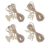 Healeved 4 Ensembles Décorations de Pâques Lapins en Bois Non Peints avec Cordelette Jute 3 Mètres Prêtes à Suspendre pour Décoration Intérieure de Maison et Activités Artisanales