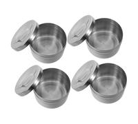 Healeved 4 Pièces Boîtes de Rangement pour Coton-tiges et Disques Coton Conteneurs Transparents Acier Inoxydable X avec Couvercle et Poignée Protection Anti-humidité pour Salon de Beauté et