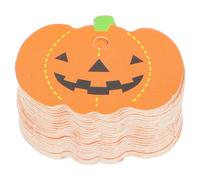 Healeved 50 Pièces Étiquettes Suspendues Trous Pré-percés Citrouille D'halloween en Papier Orange Écriture Fluide, Décoration Simple Anniversaire et Thanksgiving pour Emballage Présent