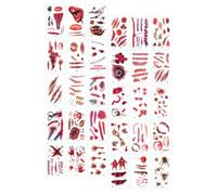 Healeved 60 Feuilles Collection de Faux Tatouages Éphémères Halloween Autocollants Faciles à Coller en Pvc et Papier pour Fête Costumée Ambiance Terrifiante