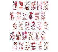 Healeved 60 Feuilles Tatouages Éphémères Halloween Créatifs et Faciles à Enlever, Autocollants en Pvc et Papier Sûrs Peau, pour Fête à Thème Halloween