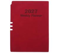 Healeved Agenda scolaire daté 2027 : Cahier A5 avec espace pour notes - Planning mensuel et hebdomadaire - Agenda annuel en anglais, rouge
