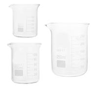 Healeved Béchers en Verre Gradués 3pcs pour Laboratoire, Capacité 50ml 100ml 250ml, Design Bec Verseur Pratique, pour Expériences Scientifiques et Classe