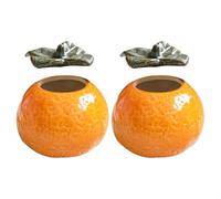 Healeved Boîte à Biscuits Céramique Orange d'orange 2pcs, Décoration Nordique Élégante, Facile à Nettoyer, comme Accessoire de Photographie Hôtel